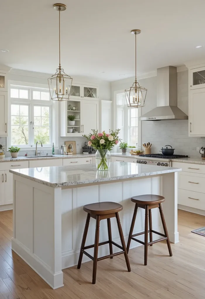 Kitchen island with seating for casual dining and socializing