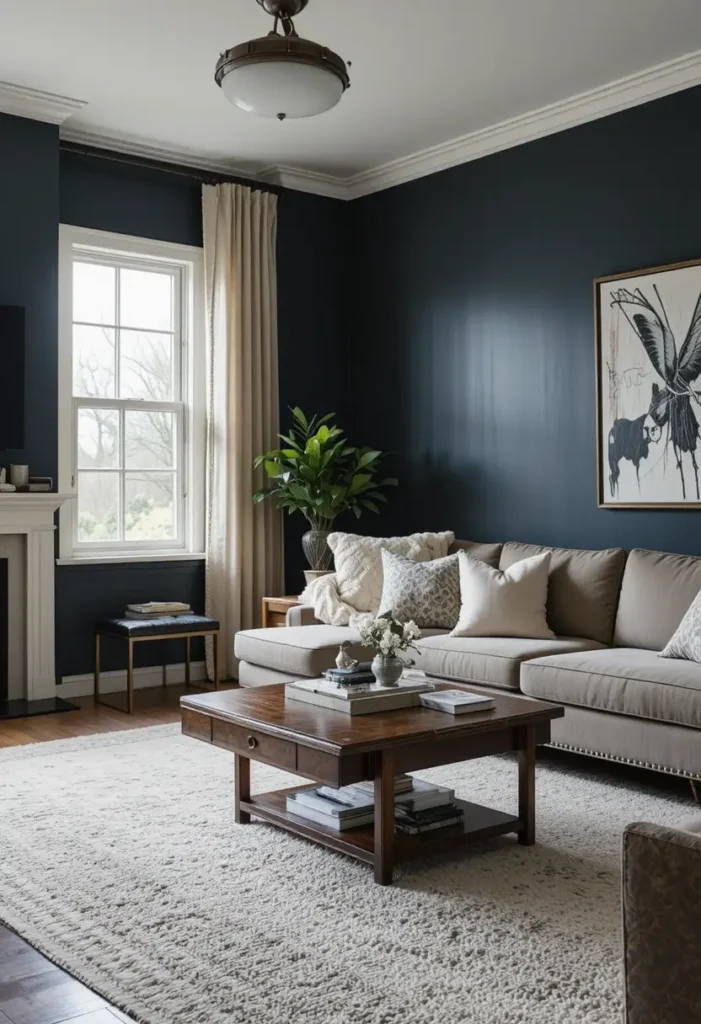 Light cream fabric accent chair brightening a dim living room.