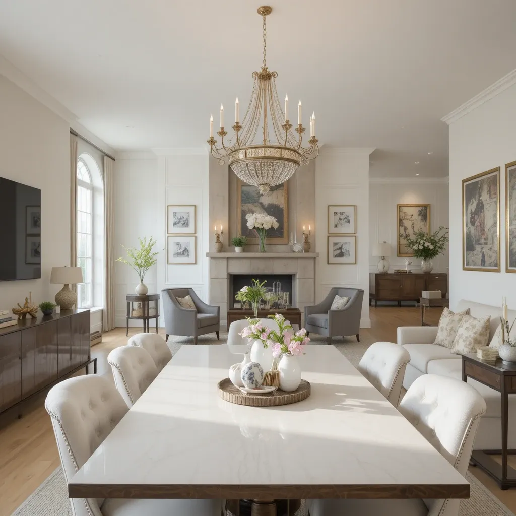 open layout living room dining room look