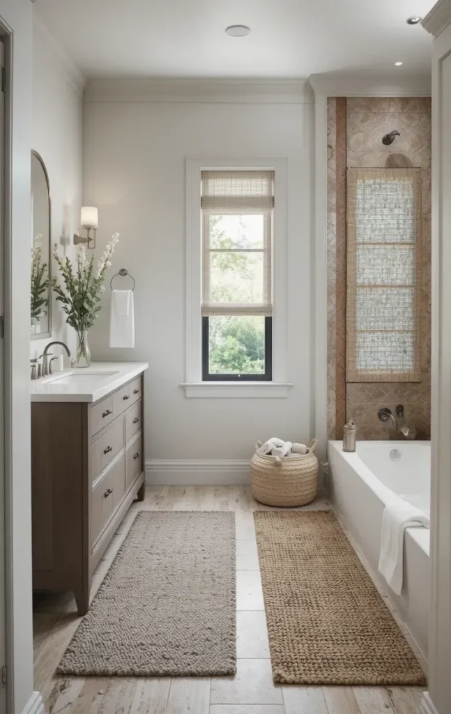 Bathroom rug matching the room’s style and decor.