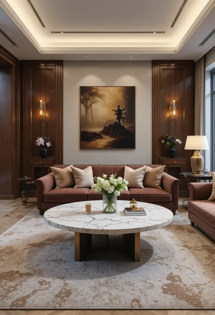 High-quality materials in living room