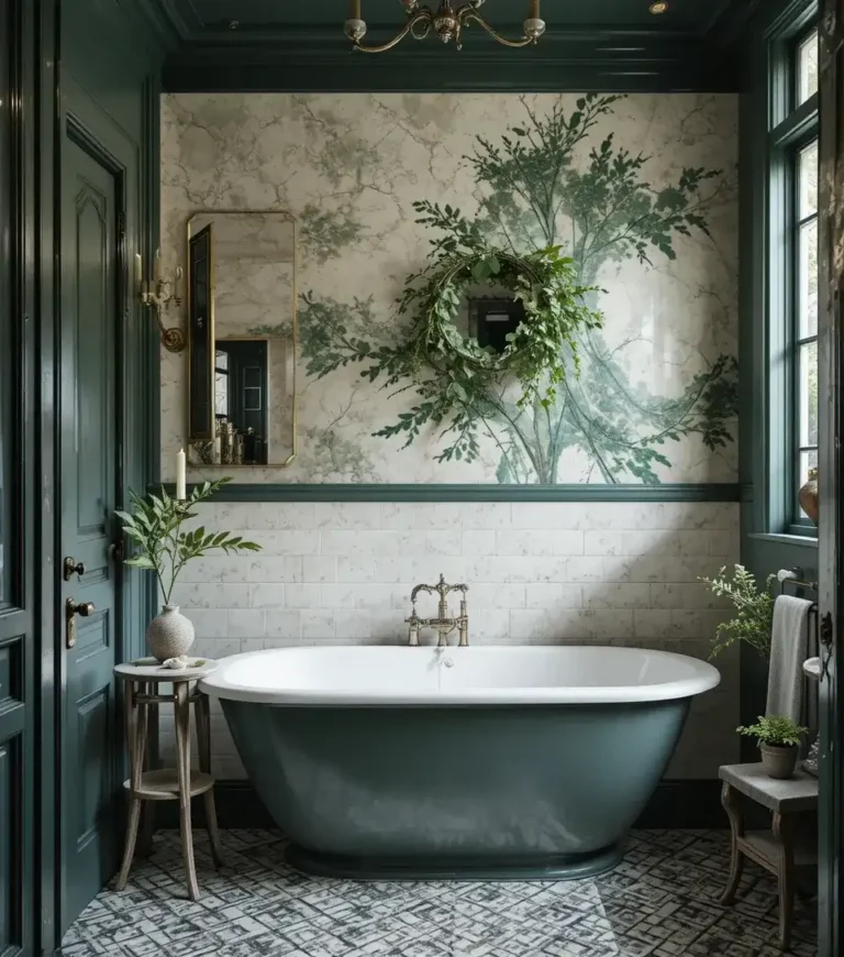 dark green bathroom look beautiful