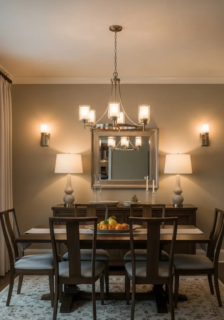 layered dining lighting