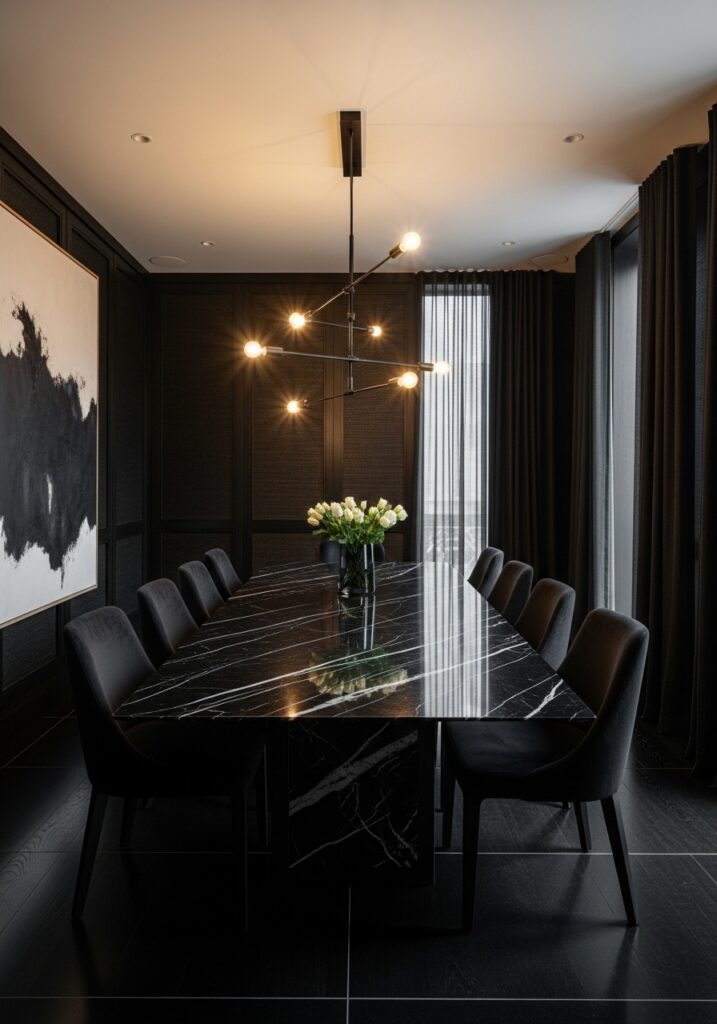 patterned black dining