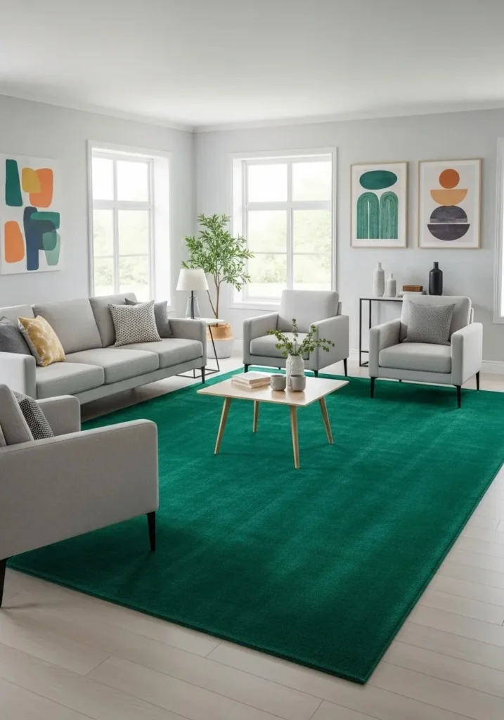 bold color carpet living room
