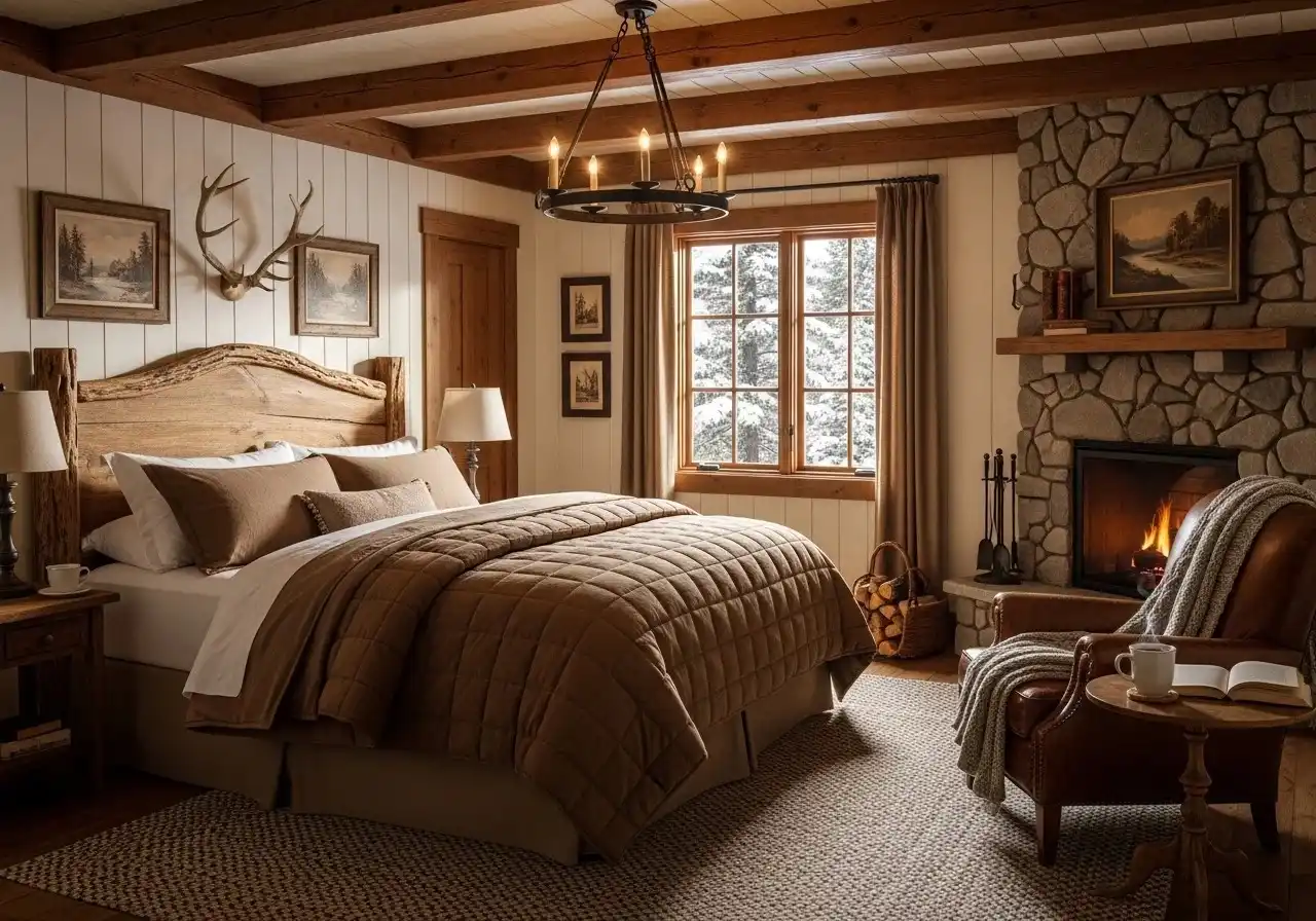 beautiful cabin bedroom look