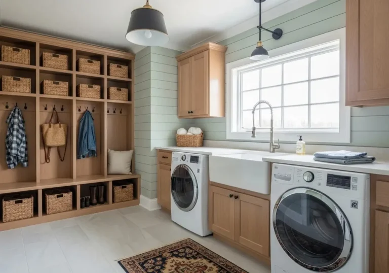 Beautiful mud room laundry room combo look