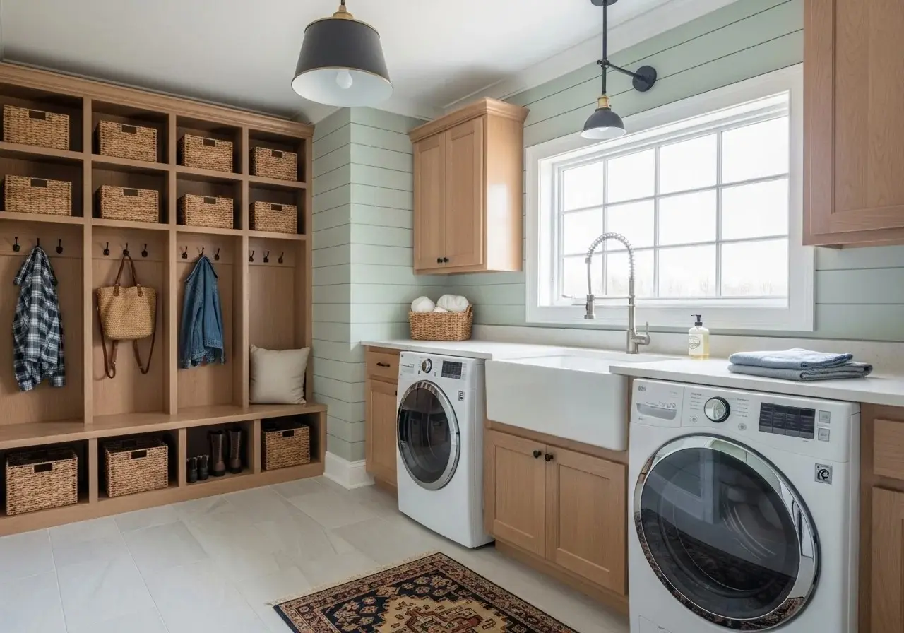 Beautiful mud room laundry room combo look