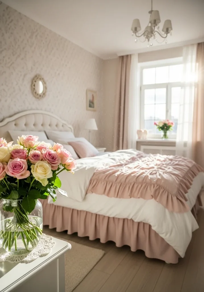 fresh flowers romantic bedroom