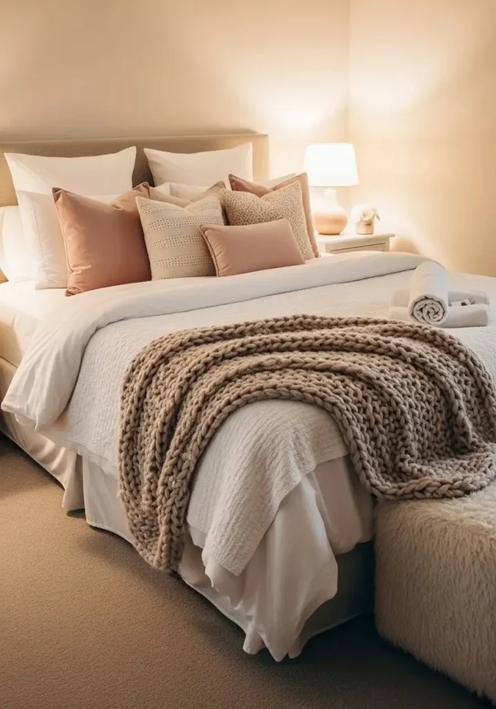 layered bedding romantic bedroom