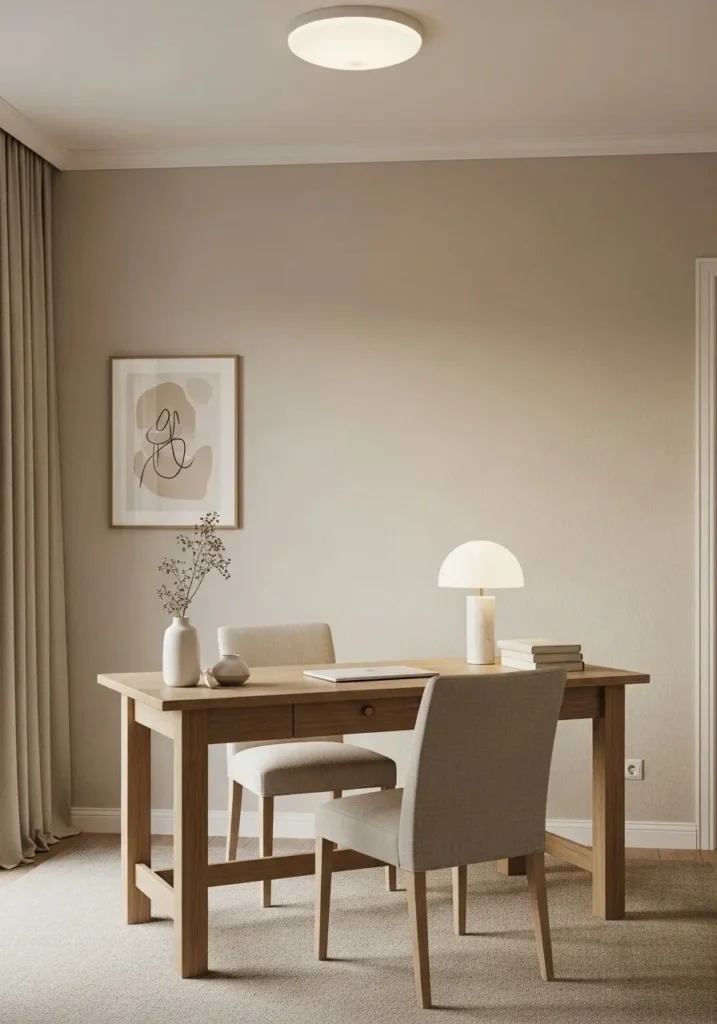 neutral color home office design