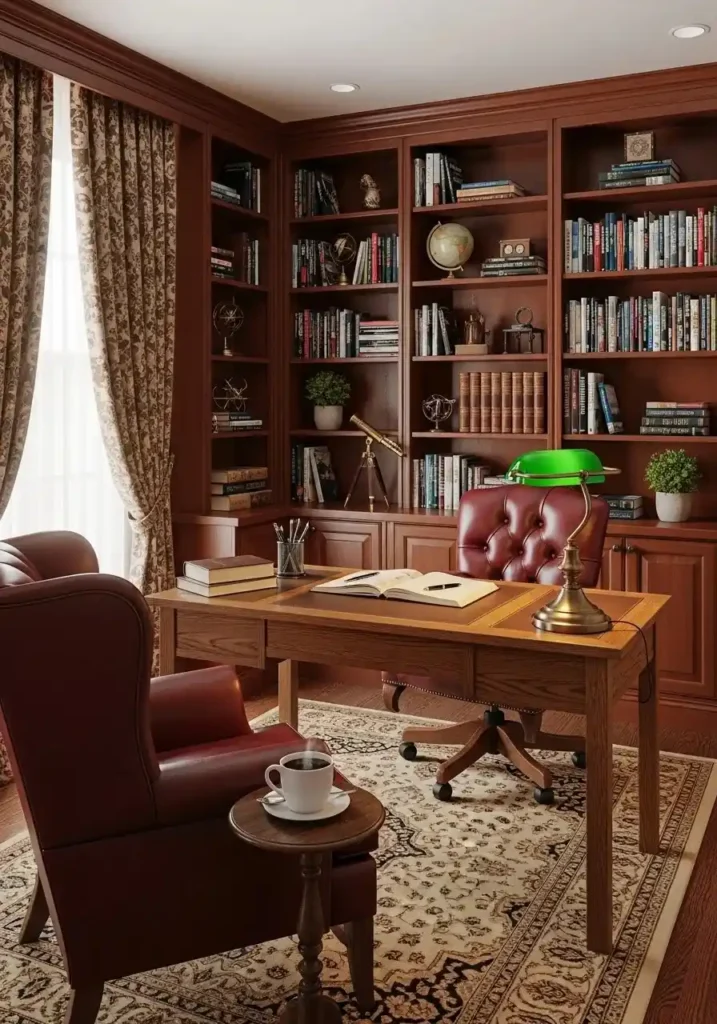 library style home office workspace