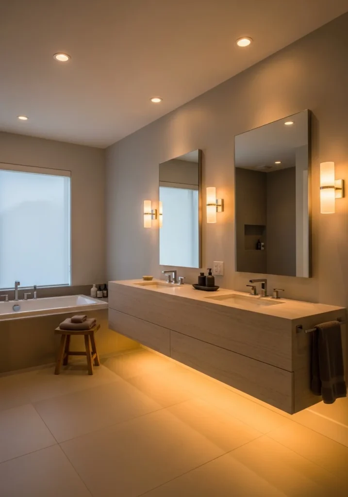 Layered bathroom lighting design