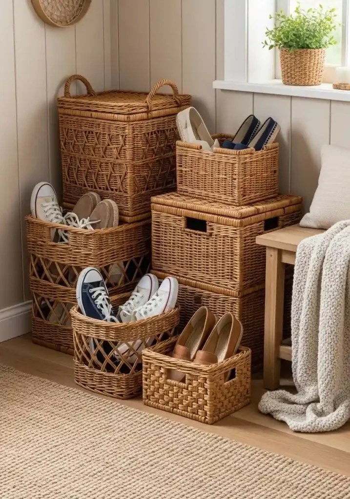 basket shoe storage entryway