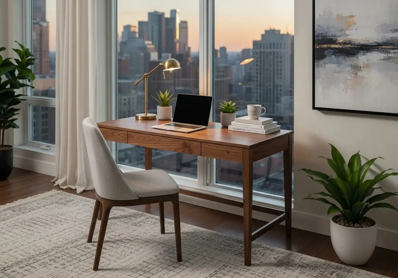 Full view of Beautiful Desk in Living Room look