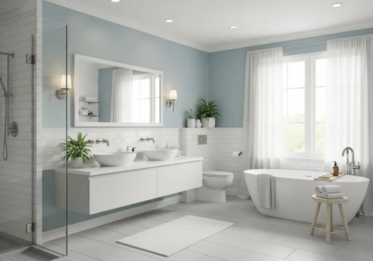 Beautiful light blue bathroom look
