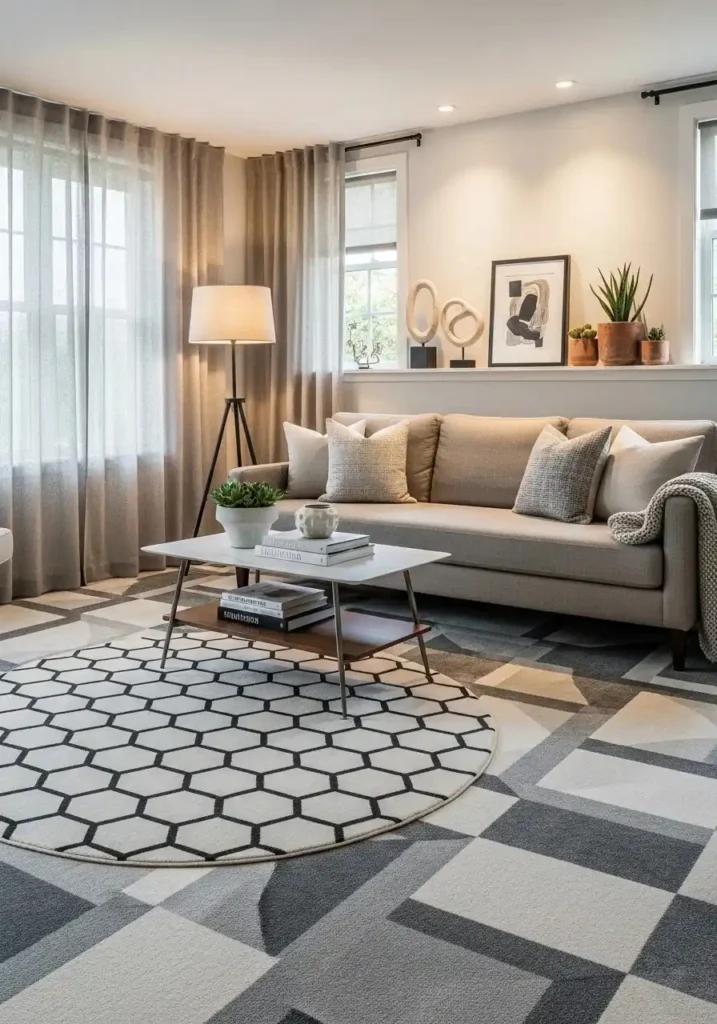 patterned carpet statement living room