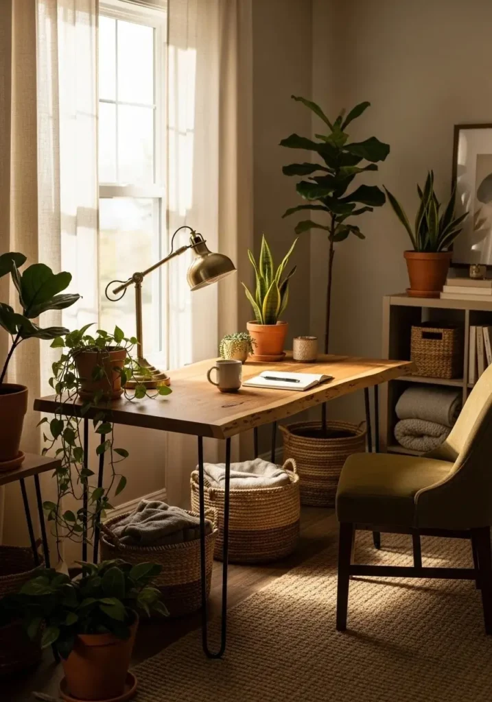 natural texture home office workspace