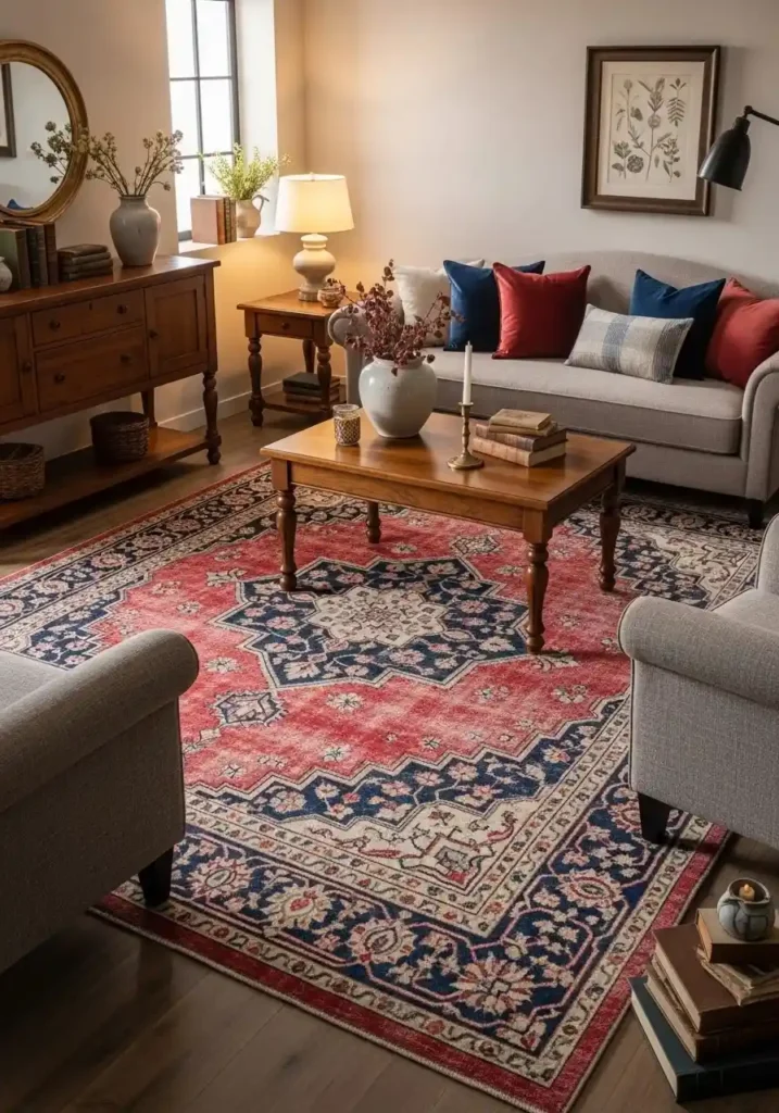 vintage inspired living room carpet