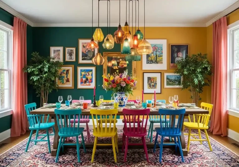 Beautiful colorful dining room look