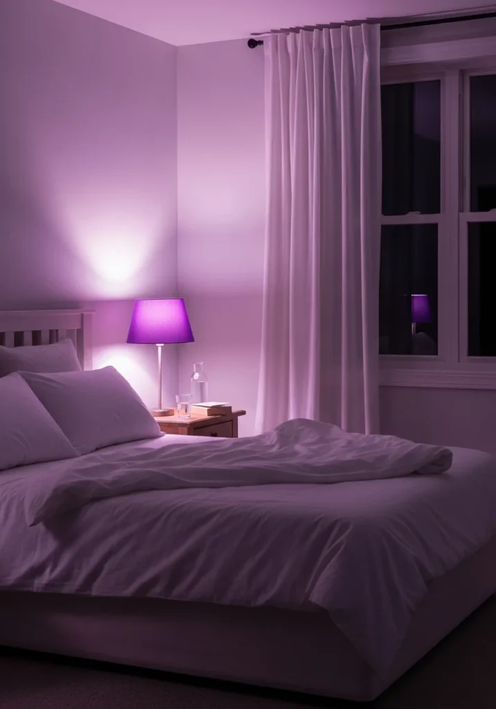 lavender bedroom lighting ambiance