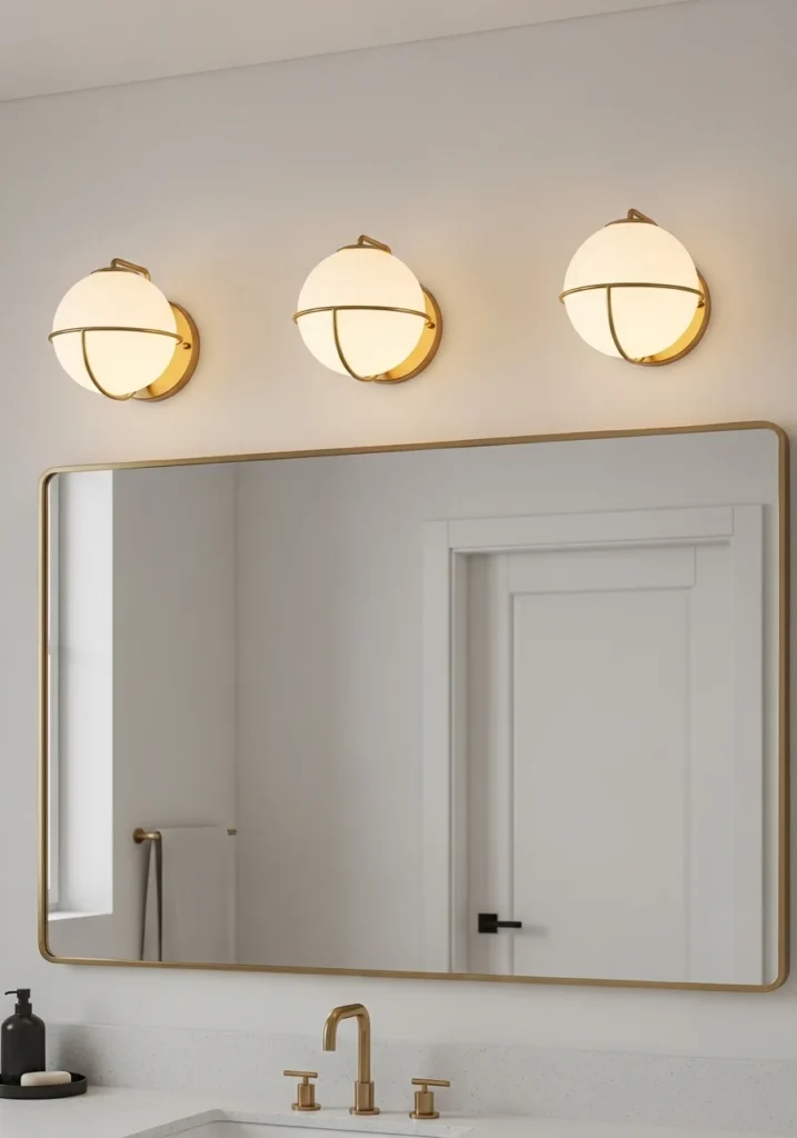 Decorative bathroom wall sconces.