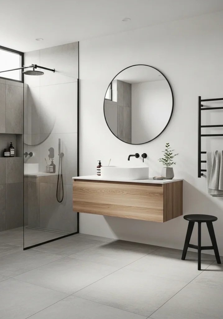 concrete look bathroom floor tile