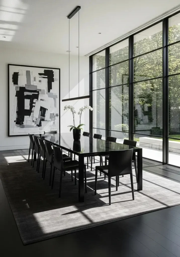 black dining natural light