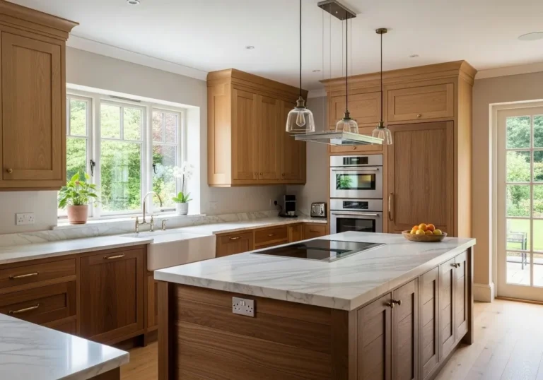 Beautiful kitchen with wood cabinets look