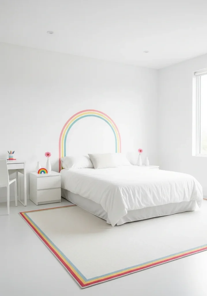 minimalist rainbow bedroom idea