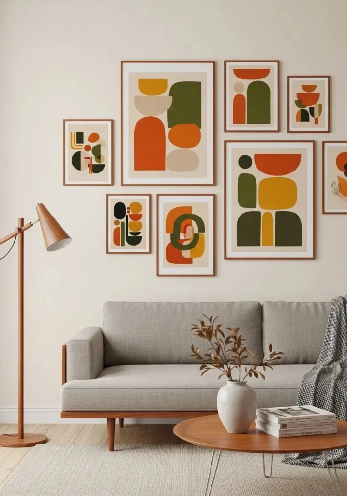 mid century modern living room wall art decor