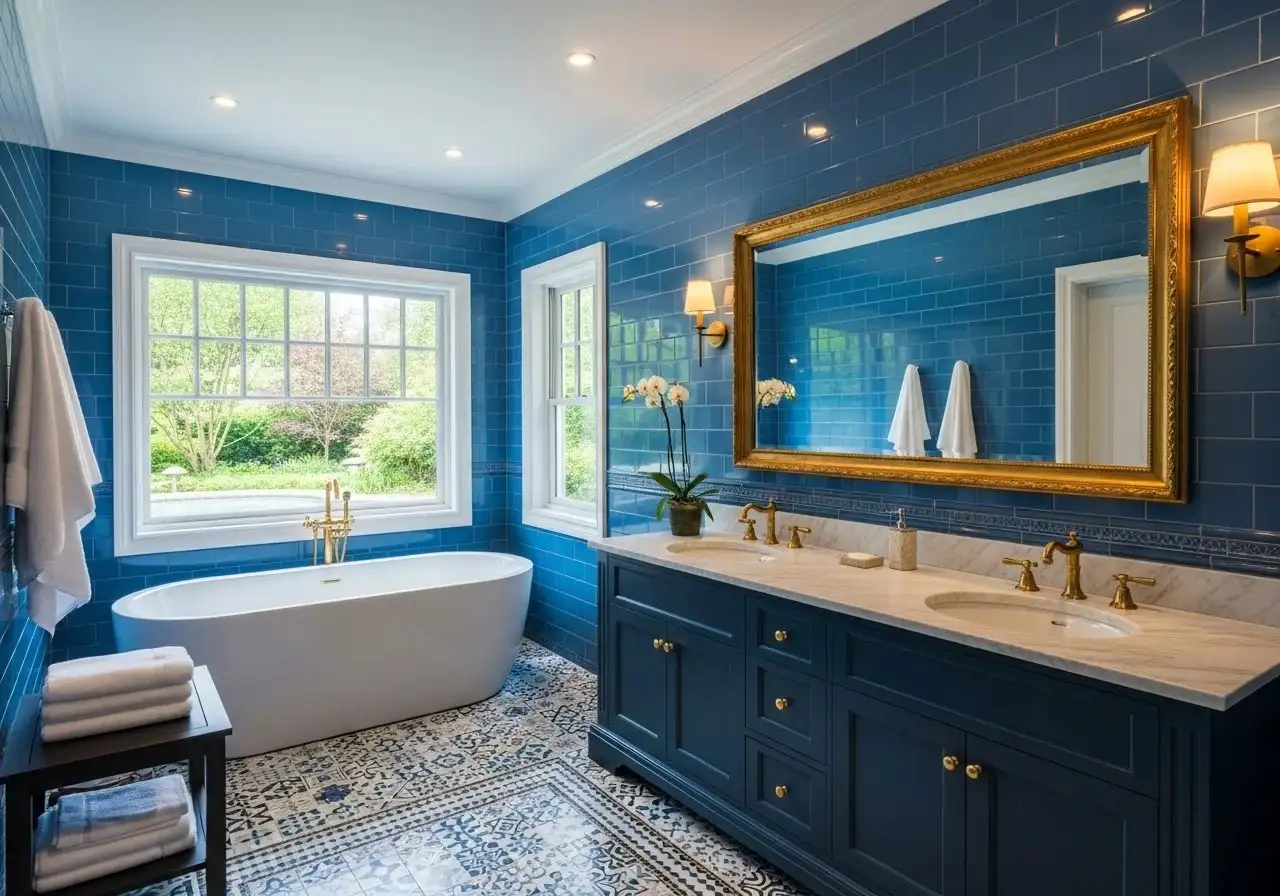 Beautiful blue bathroom look