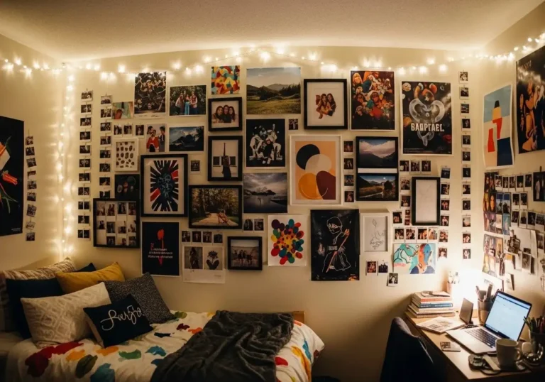 Full view of Beautiful photo wall college bedroom look
