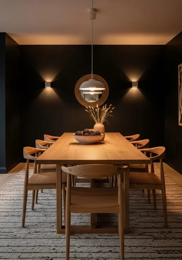 black and wood dining