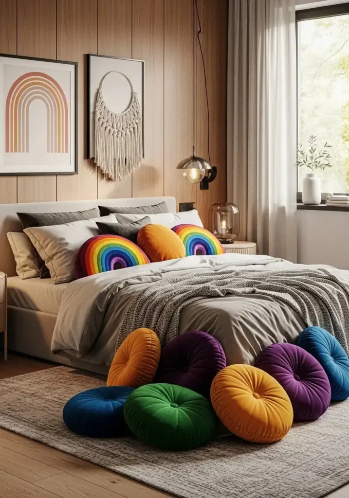 rainbow throw pillows bedroom decor