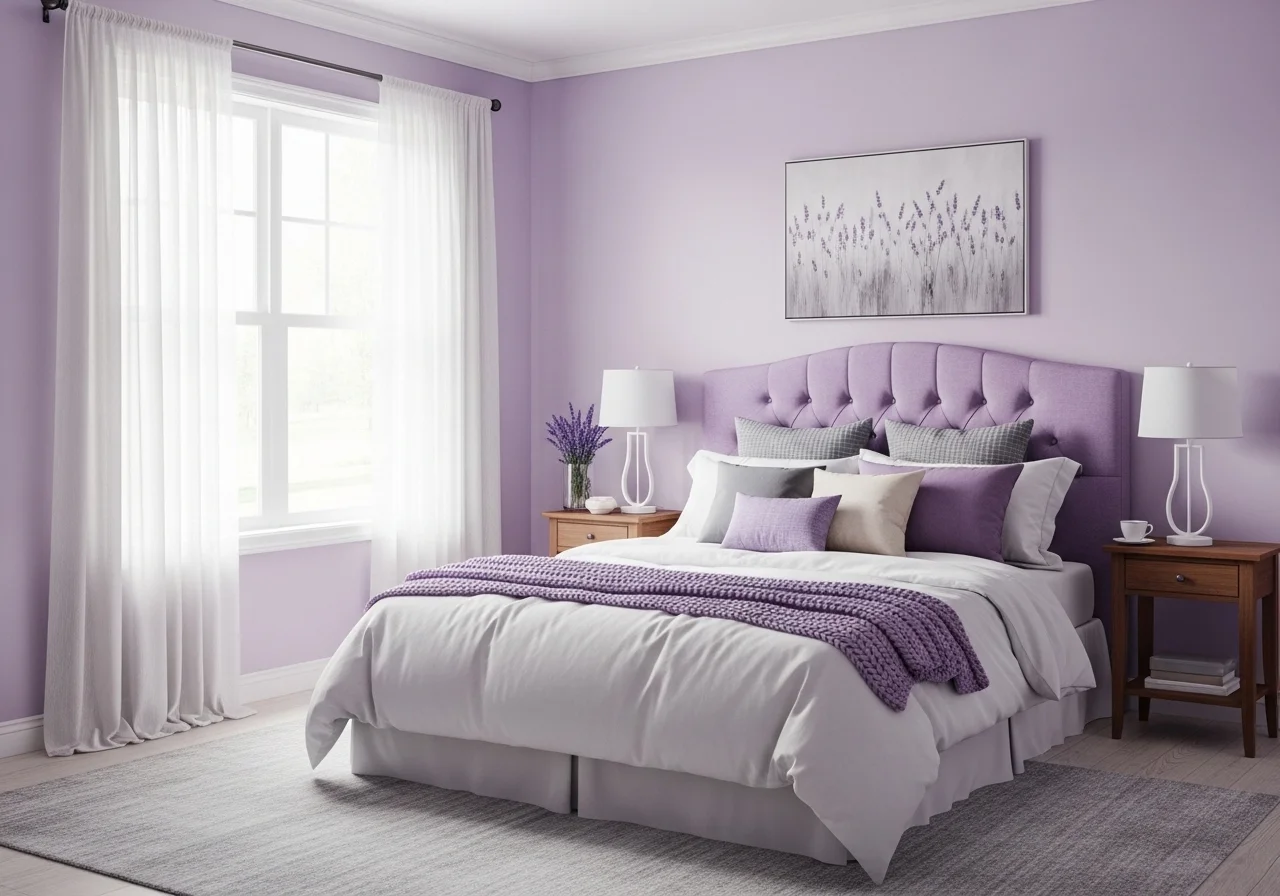 Beautiful lavender bedroom look