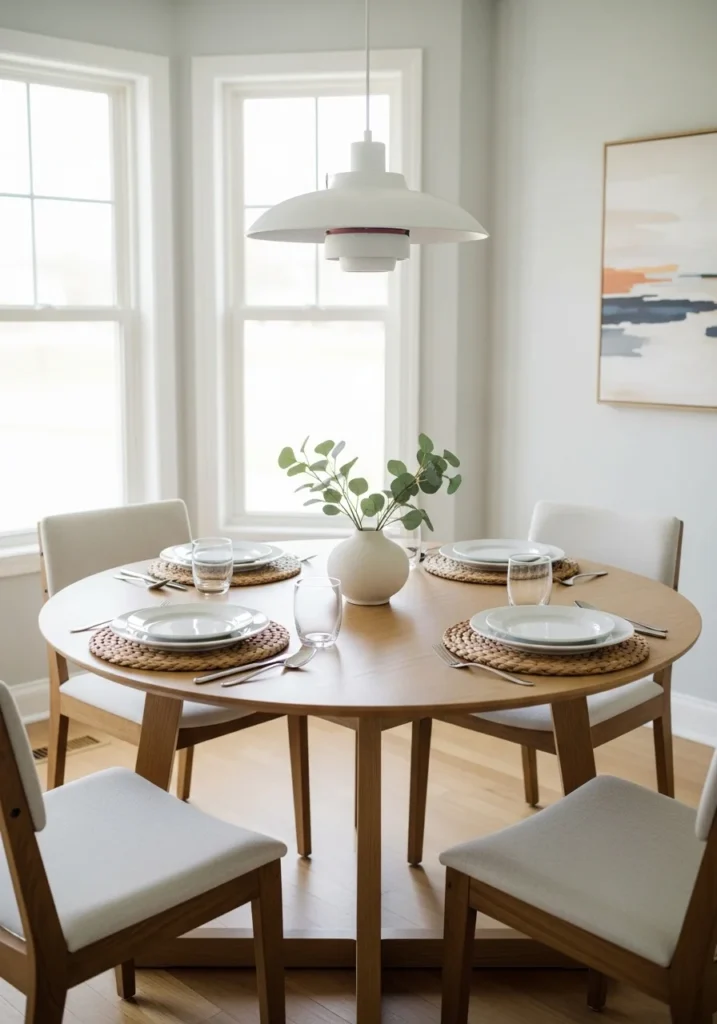 round dining table with round placemats