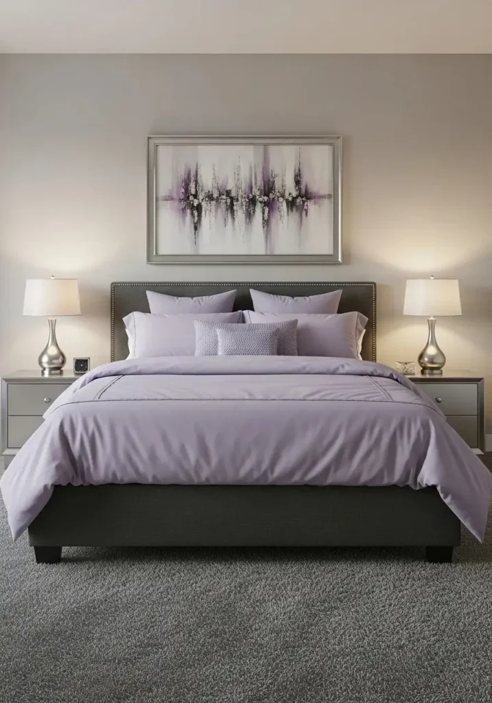 lavender and gray bedroom decor