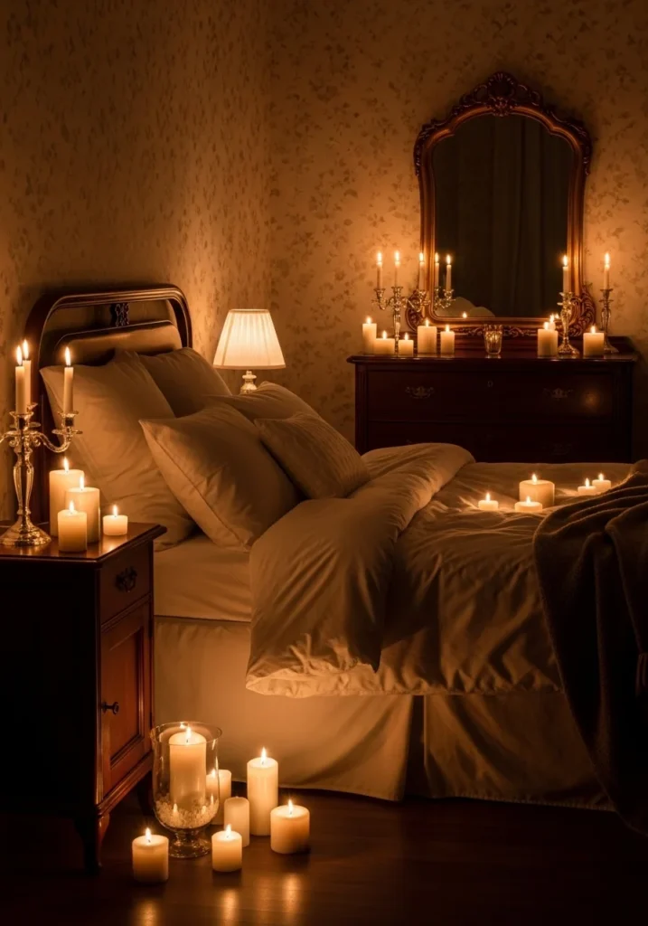 romantic bedroom candles decor