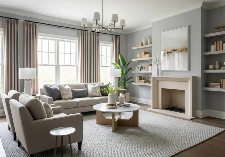 Beautiful gray and beige living room look