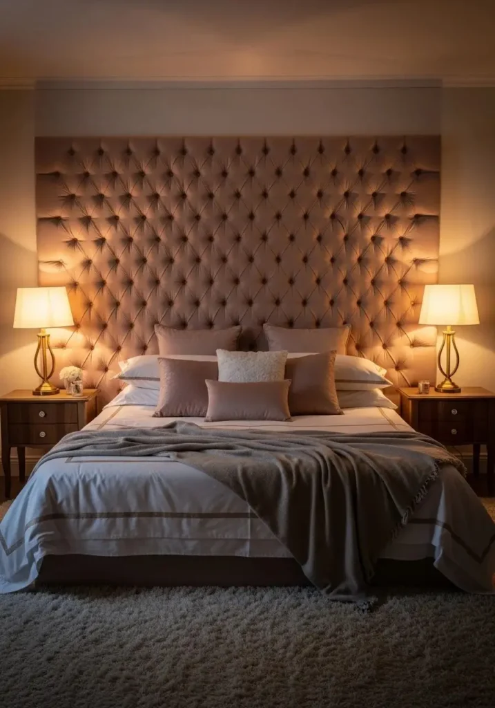 statement headboard romantic bedroom