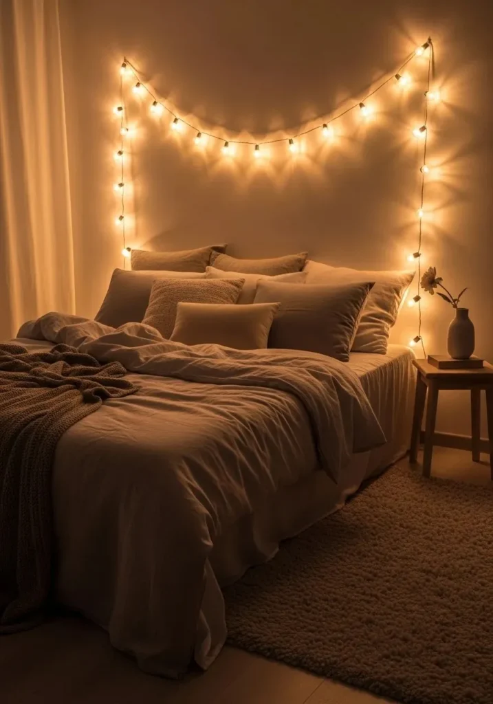 string lights romantic bedroom decor