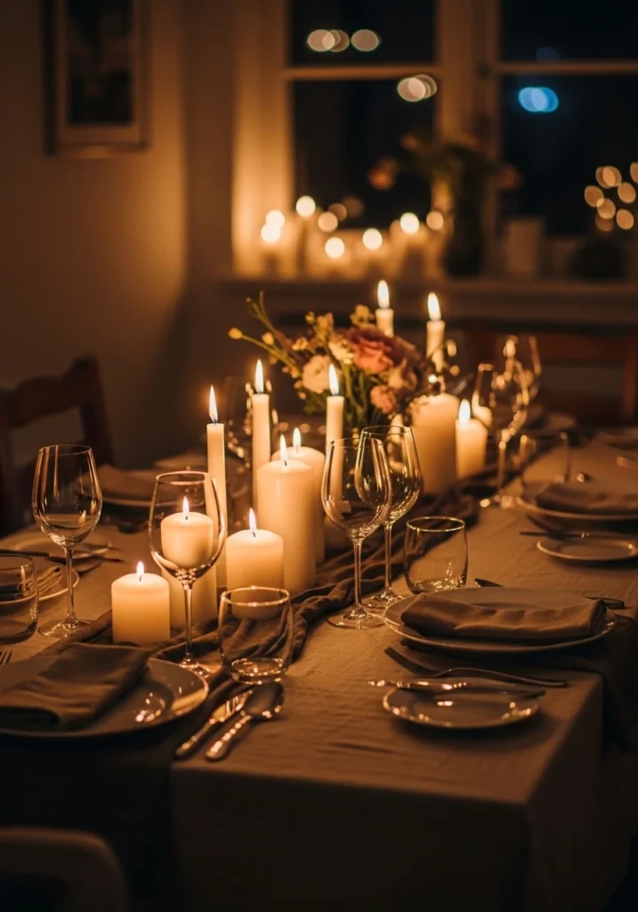 candle dining setup