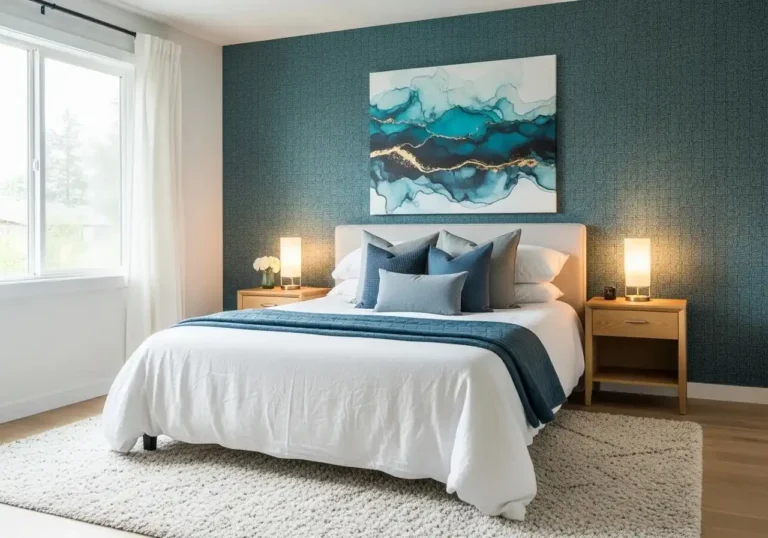 Beautiful accent wall bedroom look