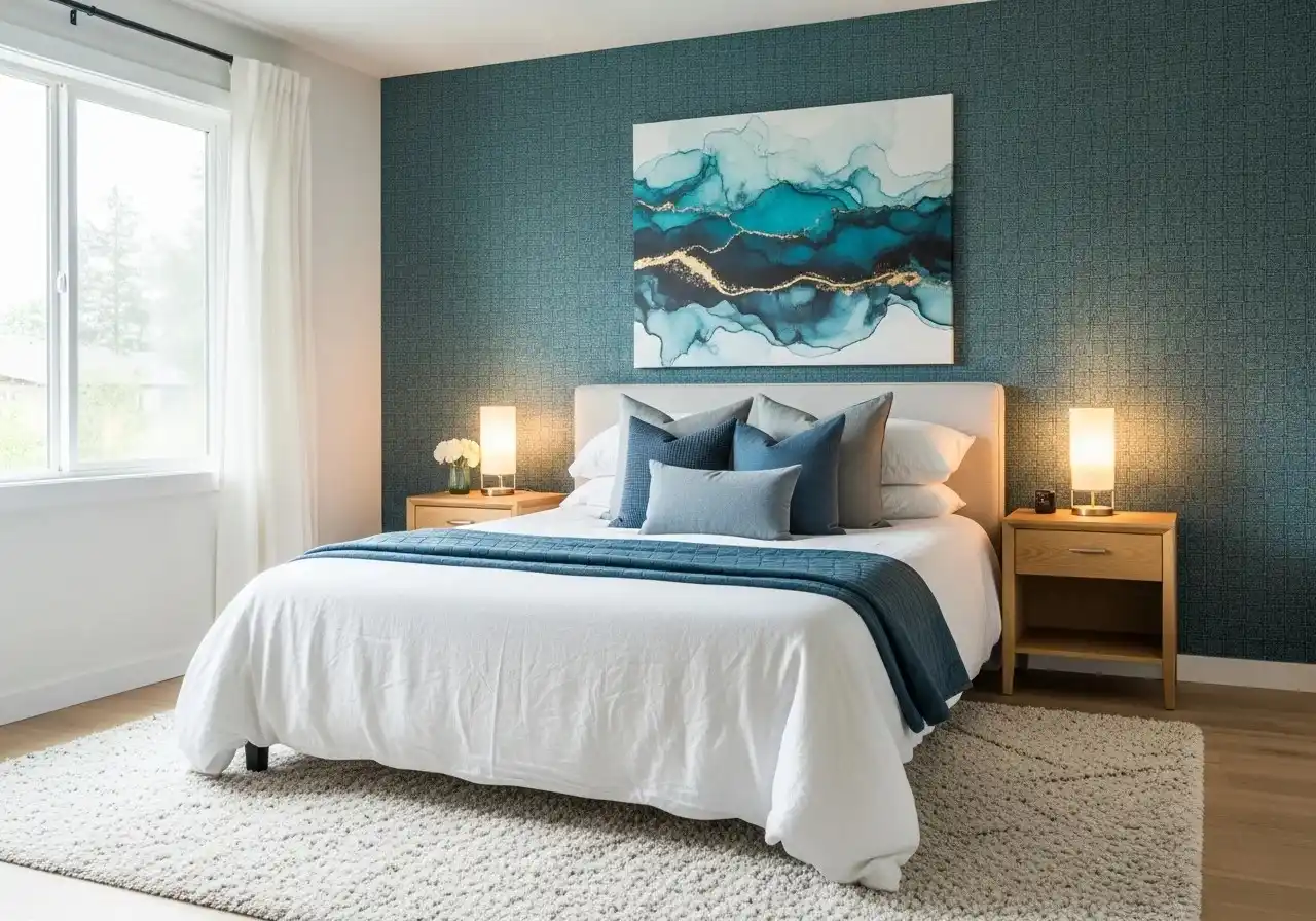 Beautiful accent wall bedroom look