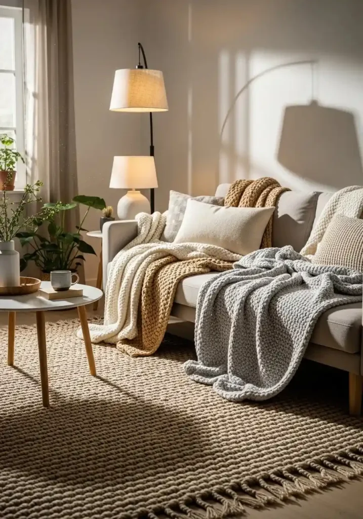 textured carpet cozy living room