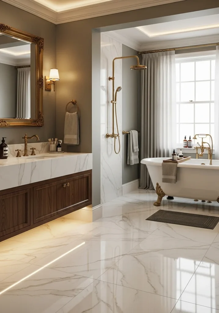 marble look bathroom floor tile