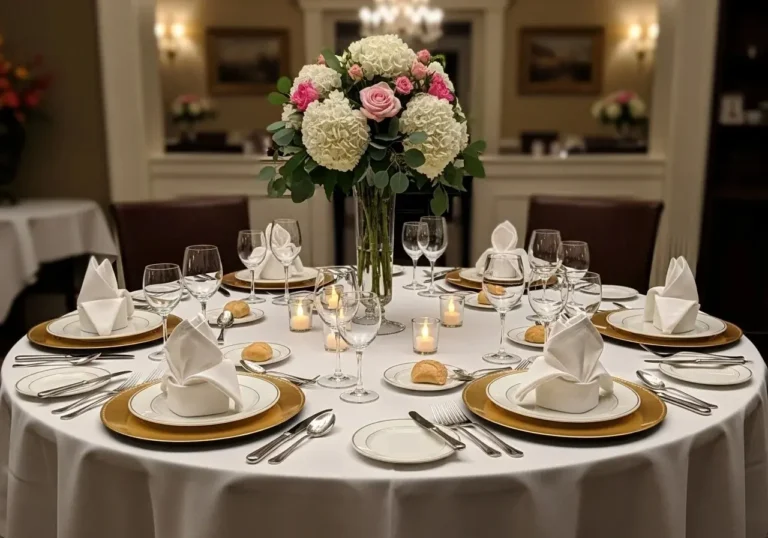 Full view of round dining table decor look