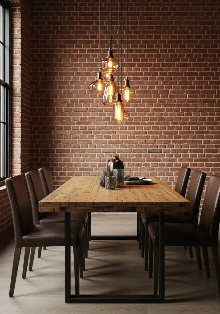 industrial wood and metal dining table
