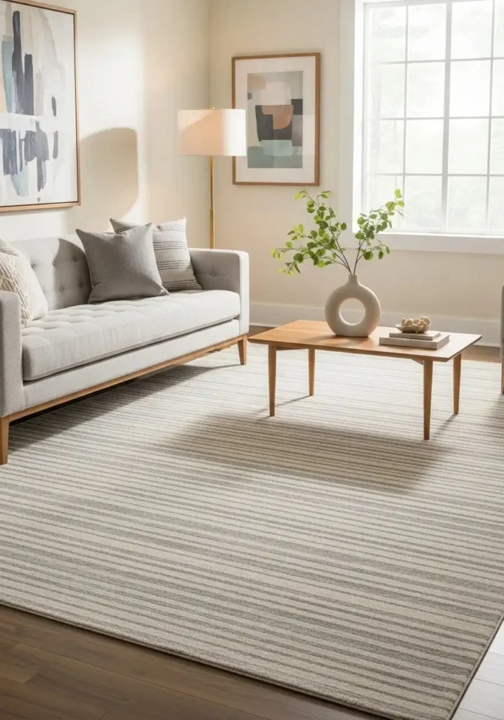 striped carpet living room